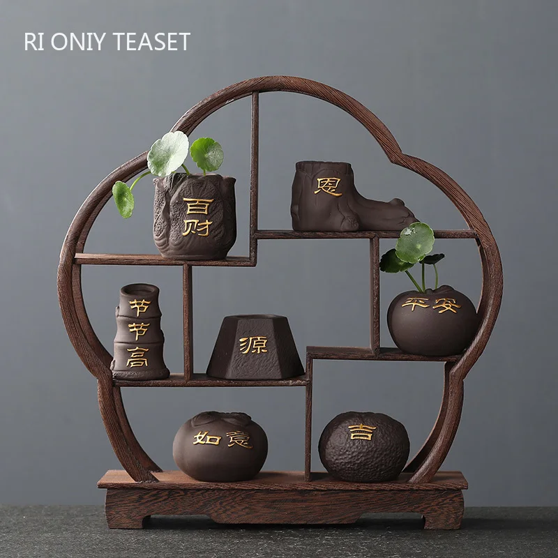Bonsai Garden Pot - Kreatywna fioletowa gliniana herbata na czubku