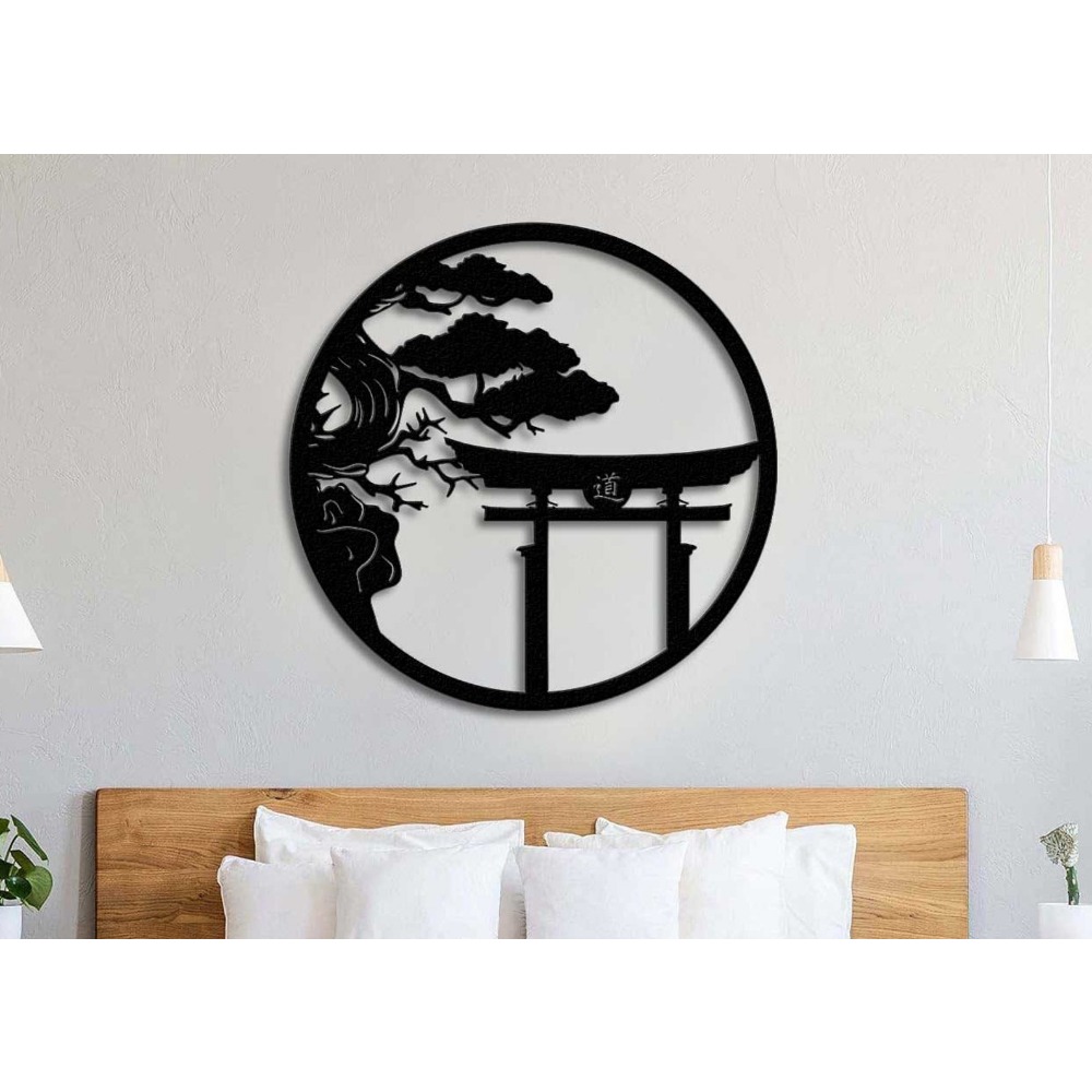 Bonsai Garden Art - Metalowa dekoracja ścienna z motywem kwitnącej